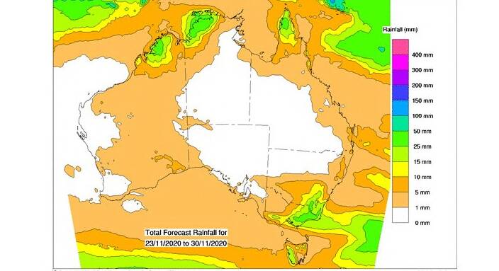 BOM's eight day forecast for the rest of November shows mostly no rain to 1mm falls.