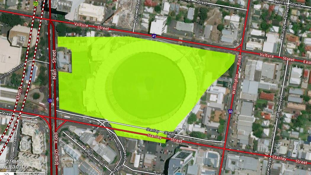The Gabba in inner-city Brisbane is a mapped 'high risk' area.