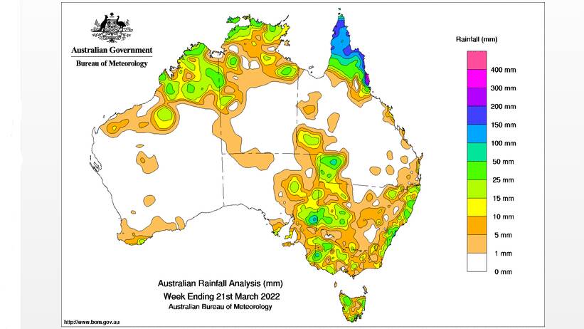 Where the rain fell in the week ending March 22.
