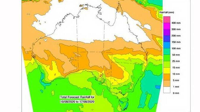 What was forecast by BOM on August 10 for the August 10 to 17 period.