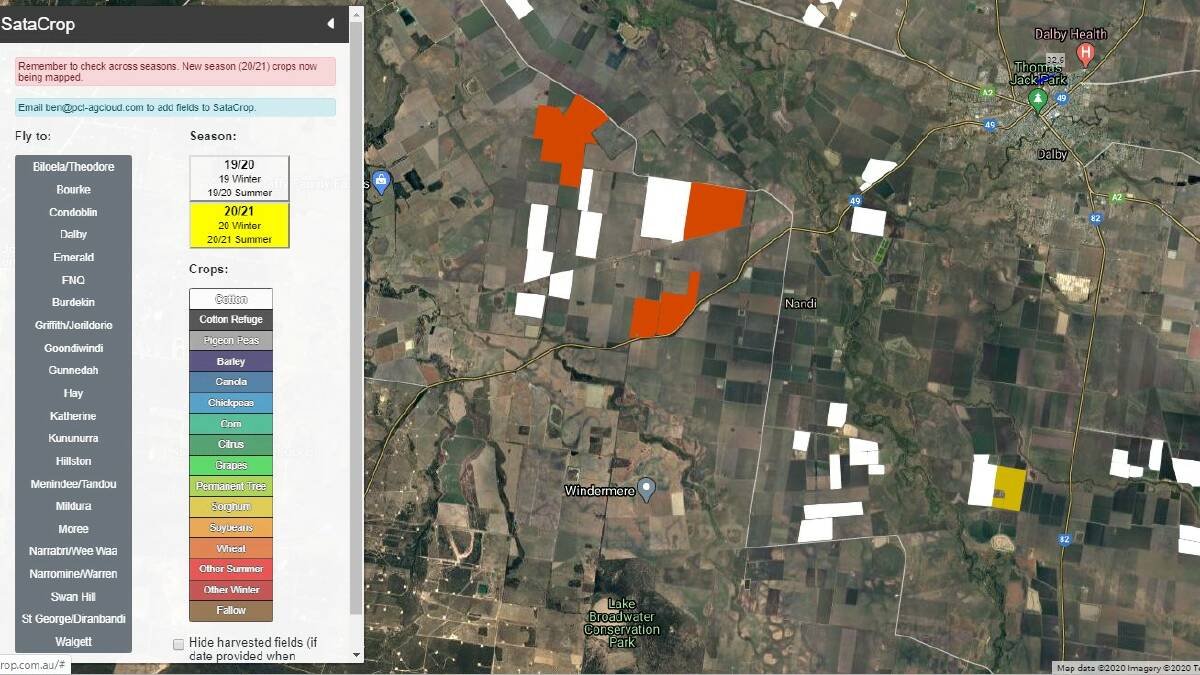All farmers are being encouraged to map their crops using SataCrop to prevent spray drift damage this season.