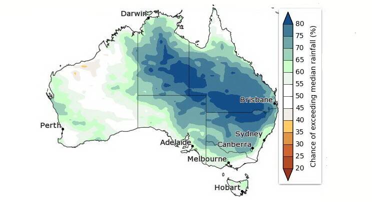BOM says there is a very high chance that September's rainfall will be above average. 