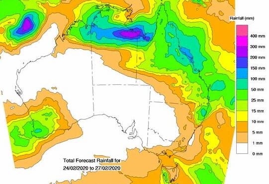 Only limited falls are predicted for the south west region during the next eight days. Source - BoM
