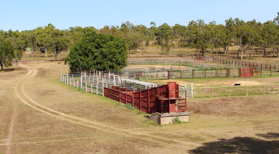 Myrrlumbing's steel cattle yards equipped with all necessary handling facilities, including double deck loading ramp, crush and scales. 