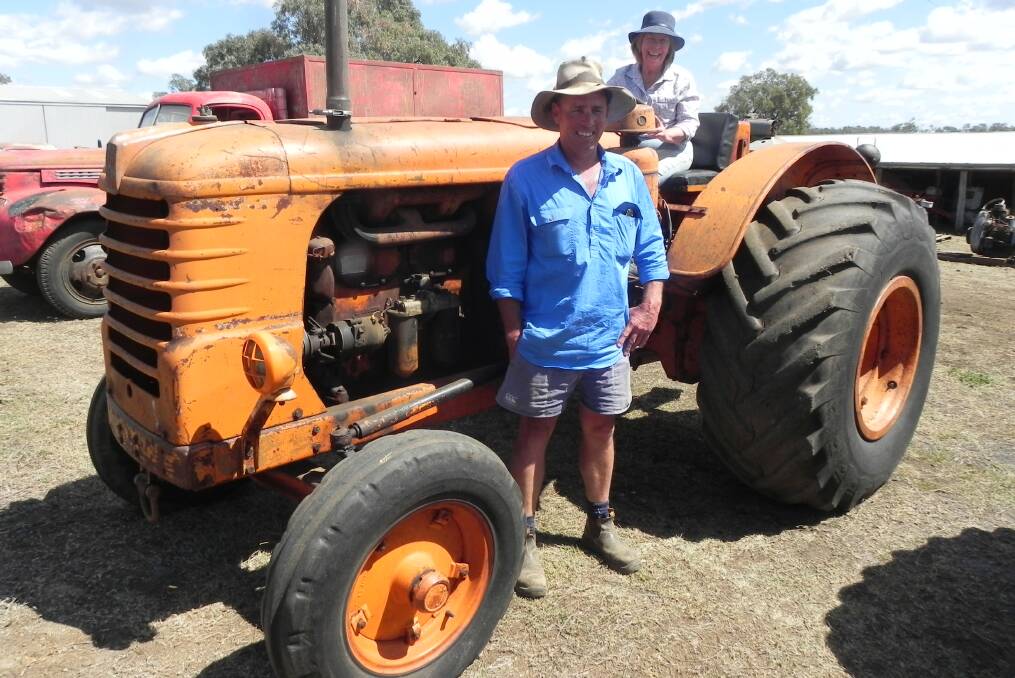 Trent Twidale and Laurel Cornford with the Fiat 80R tractor to be auctioned on Saturday.