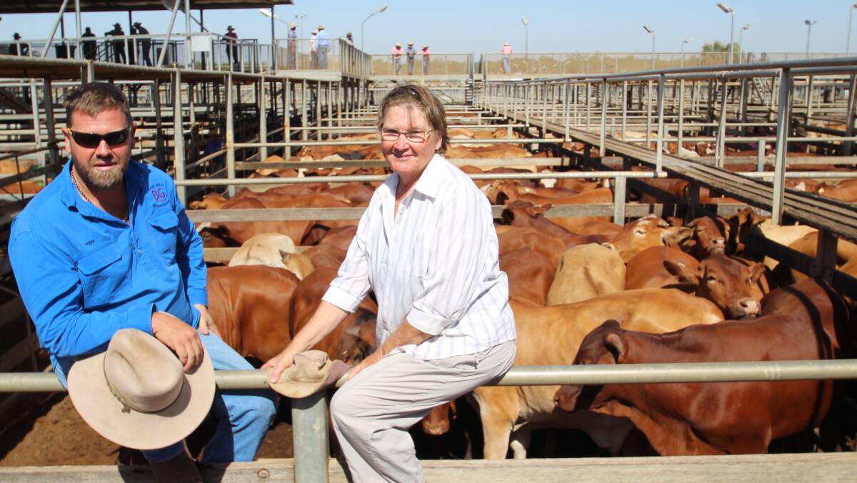 Vendors Todd Cormack and his mother Ruth at a recent Roma store sale, where the Cormacks sold 102 heavy feeder steers.