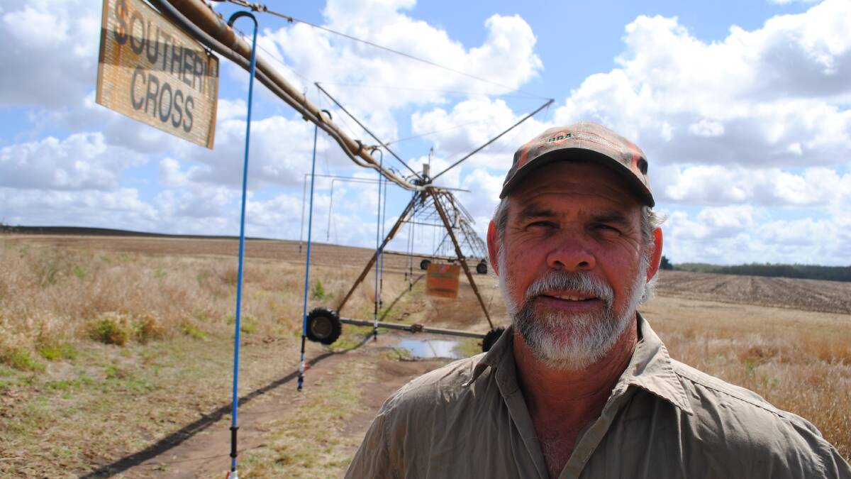 POWER STRUGGLE: Gin Gin grain and fodder growers Barry (pictured) and Shonnay Smith are faced with a staggering $5000 electricity bill every time they switch on their centre pivot irrigator.